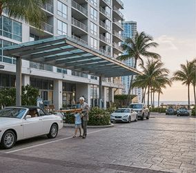 Valet attending customer