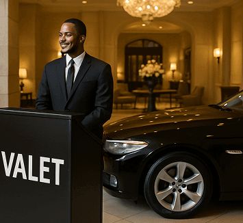 Smiling valet